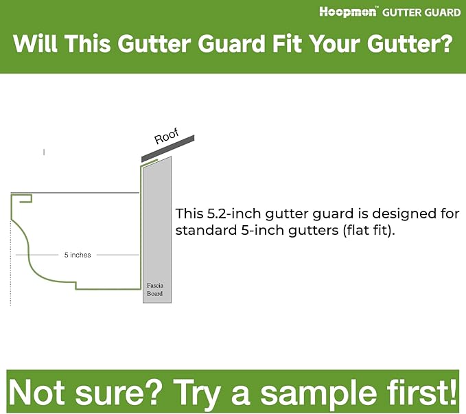 5 Inch Gutter Guard - Heavy Duty 100% Stainless Steel High-Flow Leaf Screen for Debris, Clog & Overflow Protection - Fits K-Style & Half-Round, Screws Included (200 FT, 60 pcs, 5in x 40in)