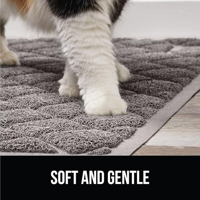 GORILLA GRIP Cat Litter Box Mat, 40x28, Water Resistant, US Designed Kitty Litter Trapping Mats, Easy to Clean, Scatter Control, Less Mess and Clean Floors, Kitten Supplies for Indoor Cats, Grey