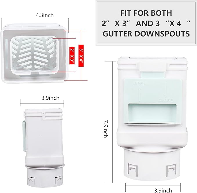 Downspout Filter,Leaf Removers,Downspout Screen Filters, 2X3 and 3X4 drainpipe, (2-pack white)
