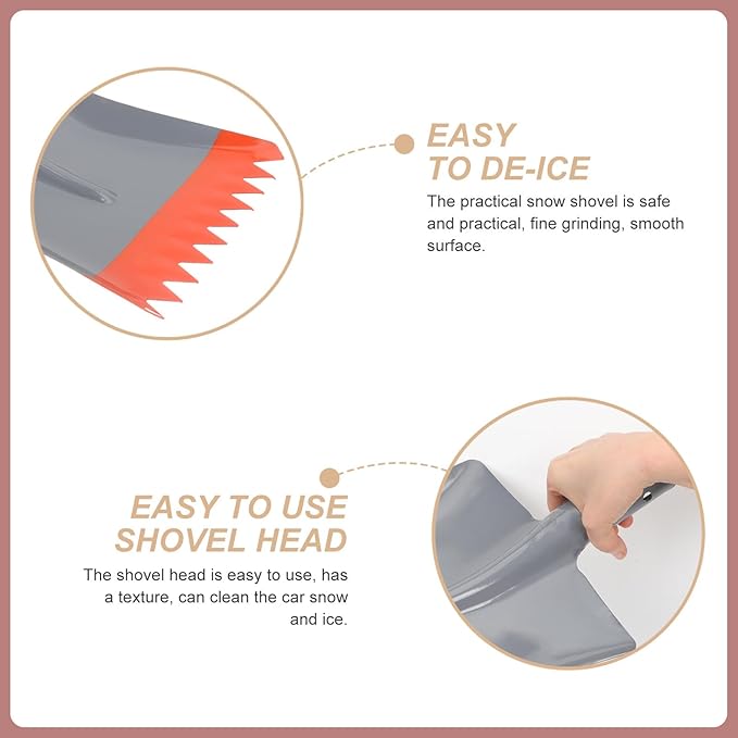 Heavy-Duty Metal Ice Shovel with Serrated Edge Snow and Ice Remover Tool for Driveway and Windshield Cleaning Convenient Ergonomic Design for Comfortable Cold Weather Use