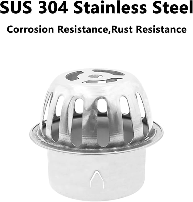 Roof Floor Drain,SAFYY 304 Stainless Steel Roof Drain Dome,Balcony Roof Dome Drain Cover,Yard Outdoor Anti Blocking Strainer,Gardens Gutter Cleaning Tool,Rain Bucket Drainage Parts (1, 63mm/2.48")