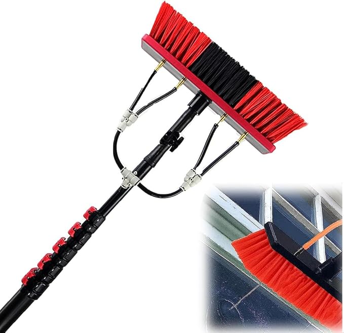 Telesbrush,Solar Panel Cleaning Brush and Pole Extendable Window Cleaning Kit Water Fed Extendable Brush Roof Cleaning Tools Conservatory/10.8M,5.4m