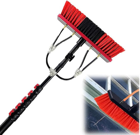 Telesbrush,Solar Panel Cleaning Brush and Pole Extendable Window Cleaning Kit Water Fed Extendable Brush Roof Cleaning Tools Conservatory/9M