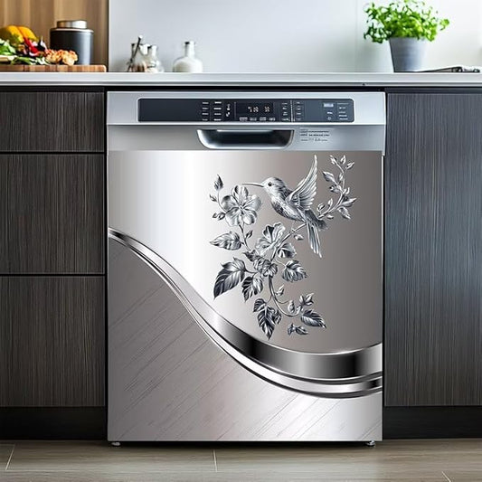 Generic Magnetic Dishwasher Cover Sticker, Multicolor Floral Pattern, Modern Style, Vinyl Material, Rectangular Sheet, 23W x 26H inches