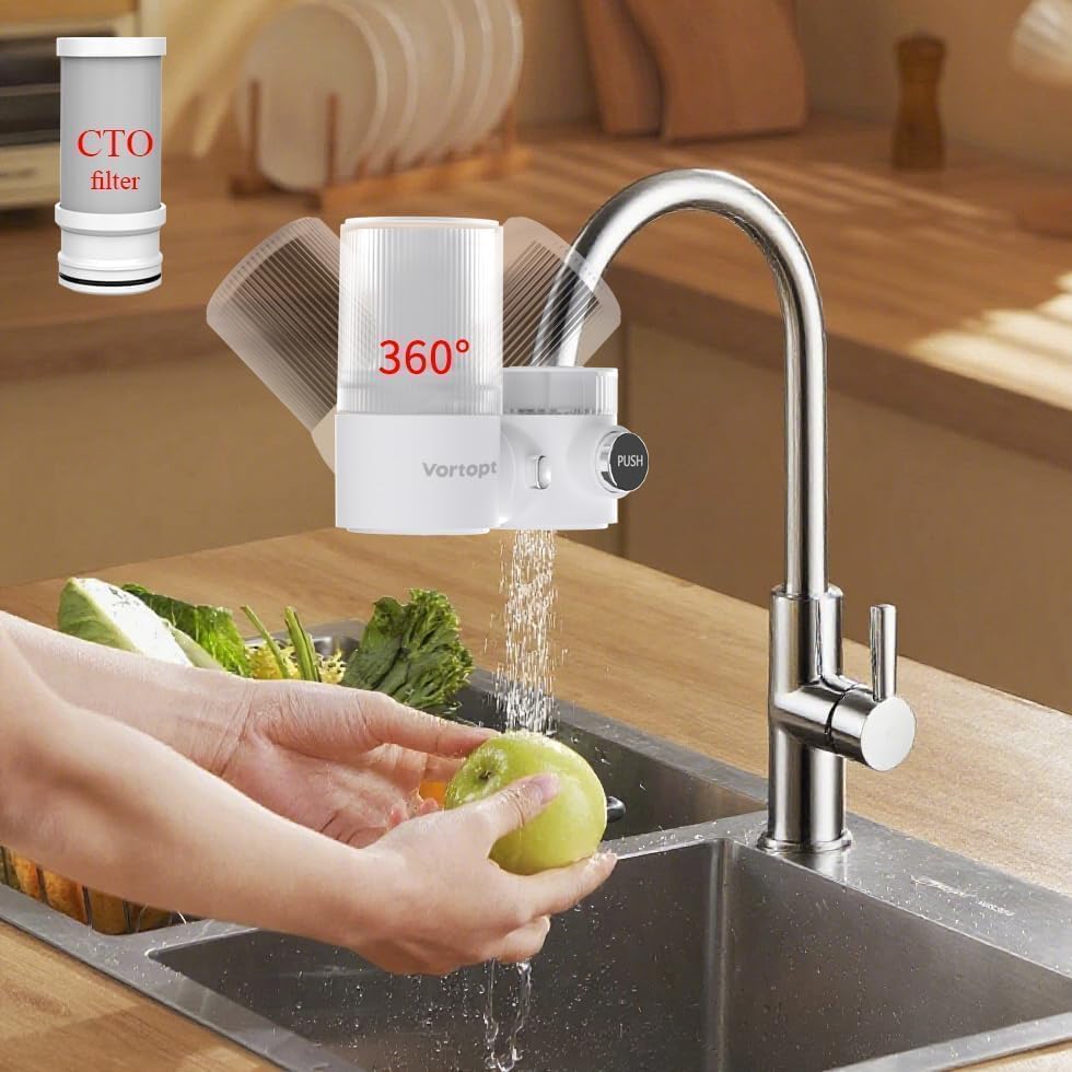Vortopt 360?? Rotating Faucet Water Filter for Sink, 400 Gallon Water Filter by Vortopt