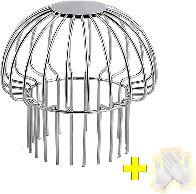 Gutter Guard 304 Stainless Steel Outdoor Roof Drain Anti-Blocking Line Cap, Mushroom Type Drainage Gutter Guard Filter, Gutter Cleaning Tool, for Stops Leaves Seeds and Other Debris,4in