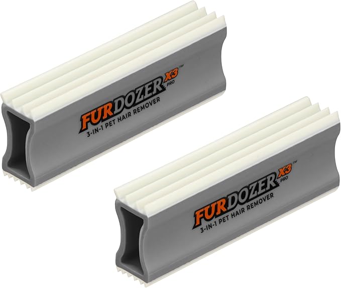 FurDozer Pet Hair Remover & Auto Detailing Tools - Cat & Dog Hair Remover for Carpets, Car Interiors, Couches, Bedding, & Pet Furniture (Gray, (2 Pack) - X3 PRO) by NeaterPetBrands