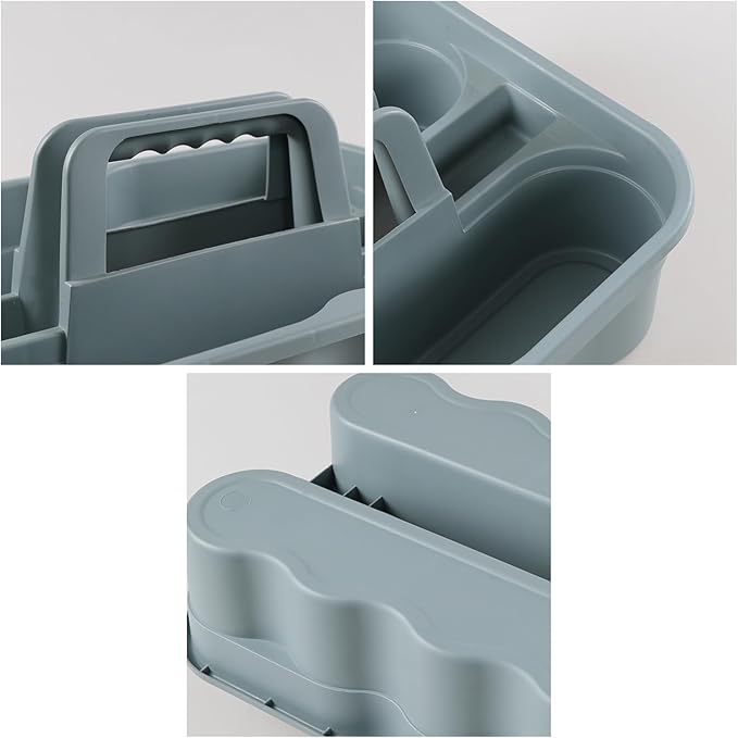 4-Pack Plastic Cleaning Caddy with Handle, Plastic Cleaning Tool Caddy, Gray