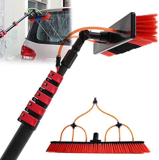 Multi-Purpose Water Spray Brush Telescopic Pole Kit Extendable Cleaner Conservatory Roof Cleaning Tools Window Cleaning Brush Equipment for Trucks,5.4m/18FT
