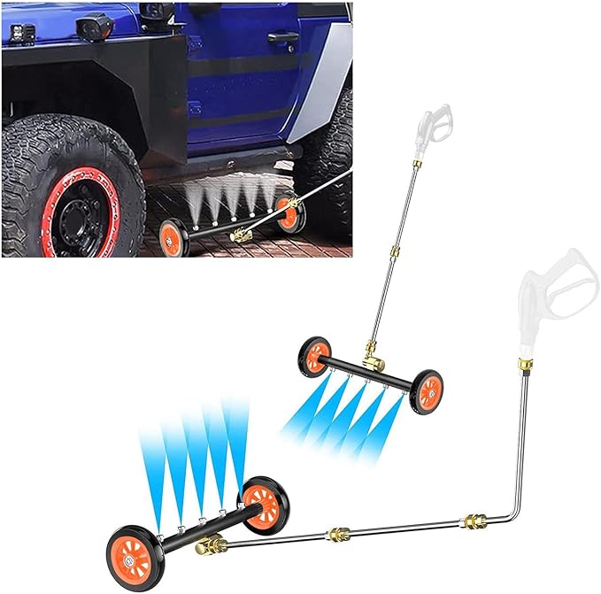 18inch Undercarriage Cleaner with 3 Exwands 4000 PSI Water Broom Surface Cleaner for Outdoors Driveways Poolsides Courtyards Cleaning