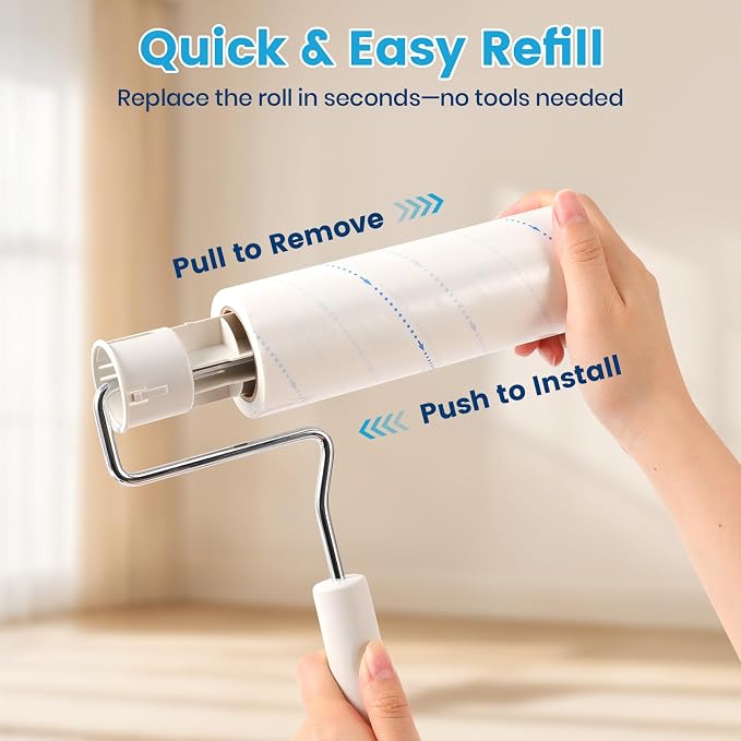 Extra Sticky Large Surface Lint Roller for Pet Hair, 500 Sheets | Easy Spiral Tear, 6.3" Wide Lint Roller, Cat & Dog Hair Remover for Clothes, Carpet, Giant Lint Remover with Storage Base - Image 6