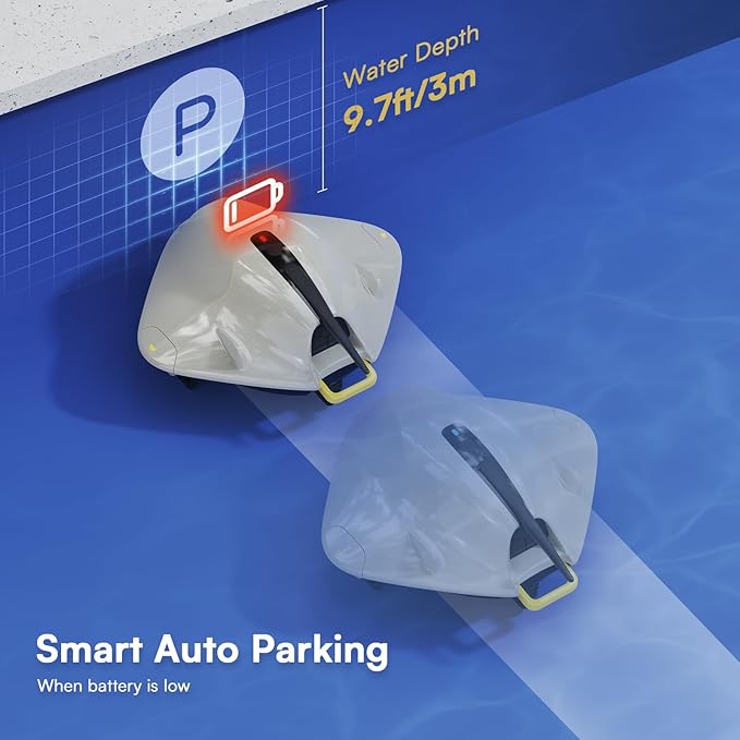 Cordless Robotic Pool Cleaner - Above Ground Pool Vacuum - 40W Strong Suction, Dual Cleaning System, 120-Min Runtime Up to 1614 Sq for Above Ground Pools and Inground Pools