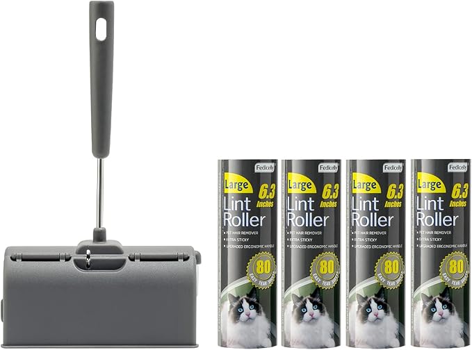 Fedicelly Lint Rollers Pet Hair Extra Sticky Furniture,Cat Dog Hair Remover Laundry Clothes Carpet, 6.3 inches Wider with 320 Sheets Large Lint Remover Brush for Couch by Fedicelly