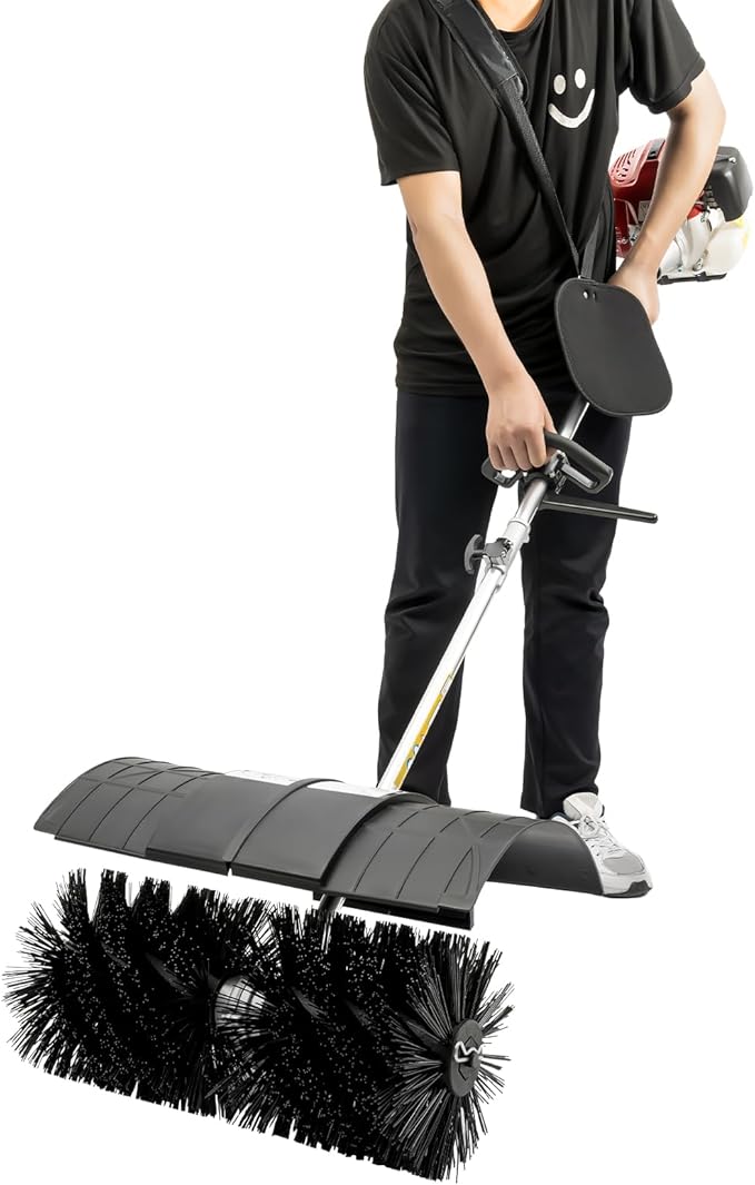 Handheld Sweeper,52CC Gas Power Sweeper Broom Driveway Turf Artificial Grass Snow Clean,2-Stroke 2.3HP Engine Sweeping Lawns Brush Lawn Cleaner Tools for Boulevards,Driveways,Lawns,Sidewalks