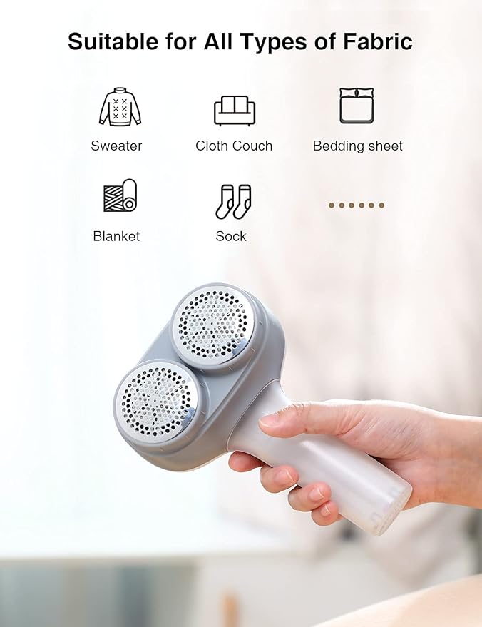 VASSON Fabric Shaver, Sweater Depiller & Pilling Remover | Dual-Head Design for 2X Faster Pilling Removal on Sweaters & Couches - Image 5