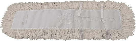ProGrade Dry Mop Kit with Industrial-Quality Twisted Closed Loop Mop Head - Heavy-Duty Steel Frame, Wood Handle - White 48 Inch
