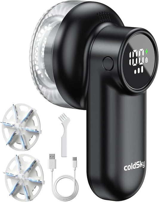 coldSky Rechargeable Fabric Shaver, Lint Shaver with Digital Display, Sweater Shaver with 6-Leaf Blades and Safety Lock, 3-Speeds Defuzzer Remove Fuzz, Pills from Clothes, Furniture, Sofa, Blanket by Fabricshaver