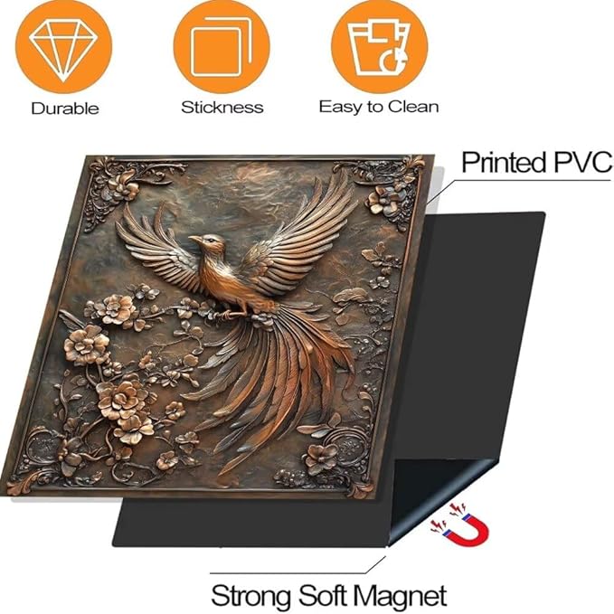 Metal Floral Bird Print Kitchen Decor Dishwasher Magnet Cover Decal, Magnetic Dish Washer Panel Door Vinyl Sticker, Refrigerator Magnets,Easy to Clean, 23 x 26 inch