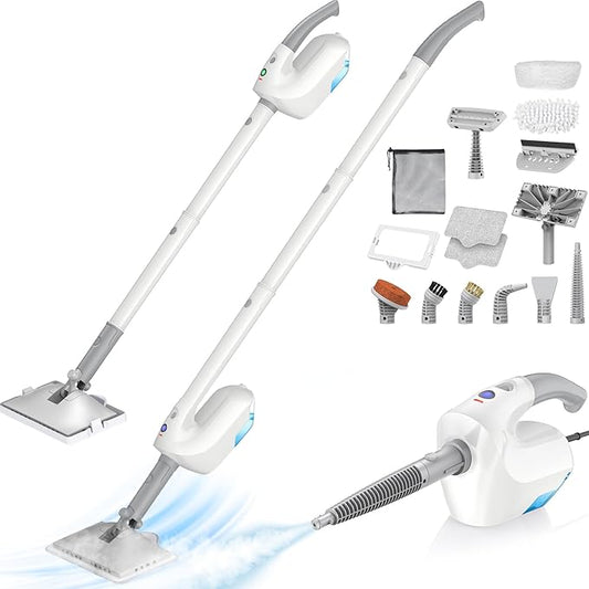 10-in-1 Steam Mop with Detachable Handheld Steamer, Multi & Up Steam Cleaner for Home with 350ml Tank, 10s Heat-Up, 2-Level Control, Lightweight and Multi-Surface Steamer for Floors, Carpets, Tiles