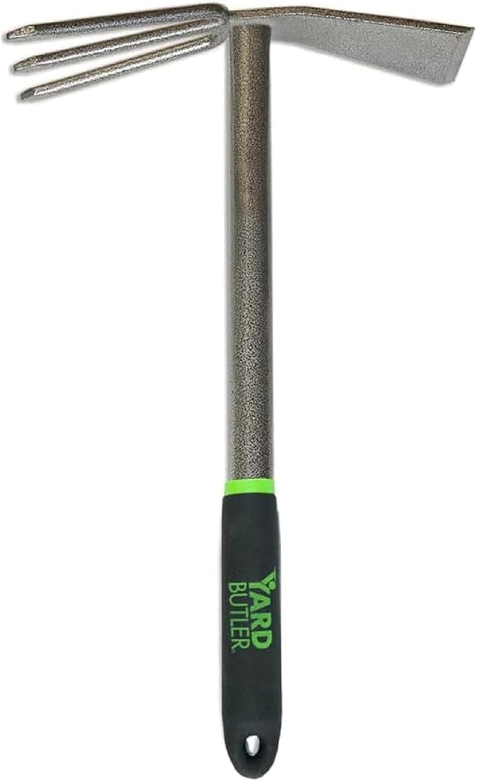Yard Butler Terra Tiller Hand Cultivator, ITT-4T - Essential Gardening Tool for Yardwork - Power-Coated Steel Construction - Comfortable Grip - Long-Lasting - Rust-Resistant