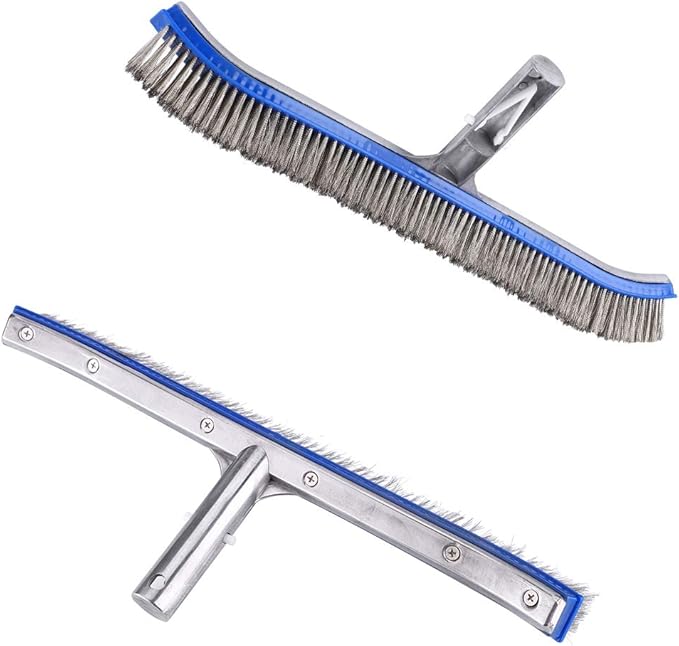Heavy Duty Aluminum Pool Brush for Inground Pools - Nylon Wall & Corner Scrub Brush with Ergonomic Handle | Pool Cleaning Tool for Steps, Walls & Decks