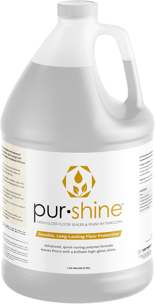 EvaClean PurShine Cleaner - Multi-Surface Floor Finish, 192 One Gallon Bottles, 48 Cases per Pallet, 1:64 Dilution, Fast-Drying, Glossy Shine, Scuff Resistant, For Public, Retail & Service Facilities