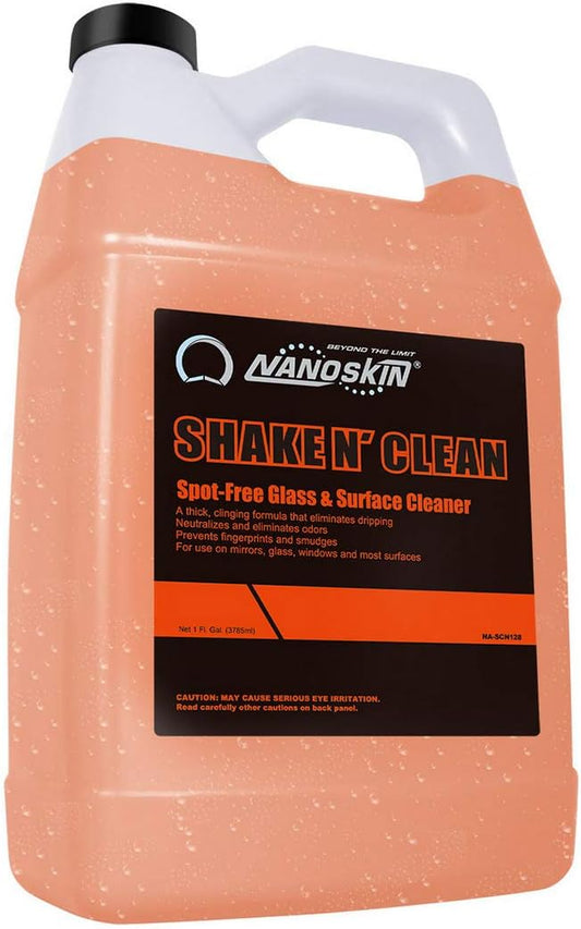 Nanoskin SHAKE N’ CLEAN Glass Cleaner 1 Gallon – Thick Clinging Sprayable Glass Cleaning Solution | For Auto and Home for a Streak-Free Shine | Safe for Tinted and Non-Tinted Windows | Ammonia Free