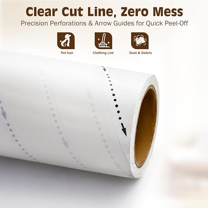 BEAH Large Lint Roller for Pet Hair Extra Sticky,9.45''Pet Hair Removal Tool Roller for Pet Dog Cat Hair (1 Roller+4 Long Rolls 1 Short roll) - Image 5
