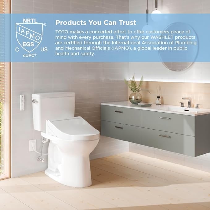 TOTO® WASHLET®+ S7A Electronic Bidet Toilet Seat with EWATER+® Bowl and Wand Cleaning, Auto Open and Close Contemporary Lid, Elongated, Cotton White - SW4736AT40#01