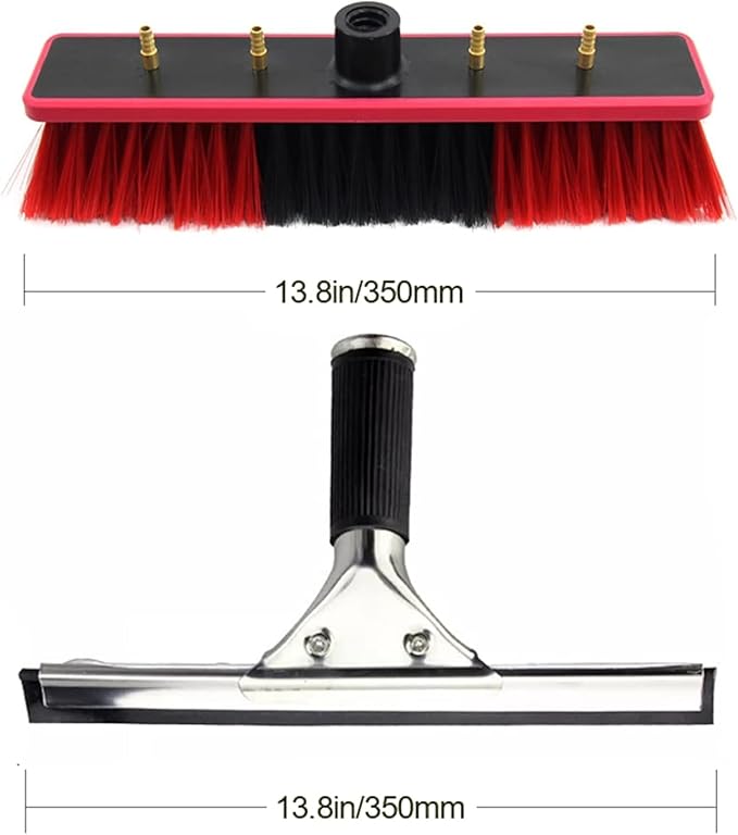 Extendable Window Cleaning Brush Kit - 3.6M to 11M Telescopic Pole, Water Fed System for Roof & Window Cleaning, Includes 20M Water Supply Hose, Professional Cleaning Tools