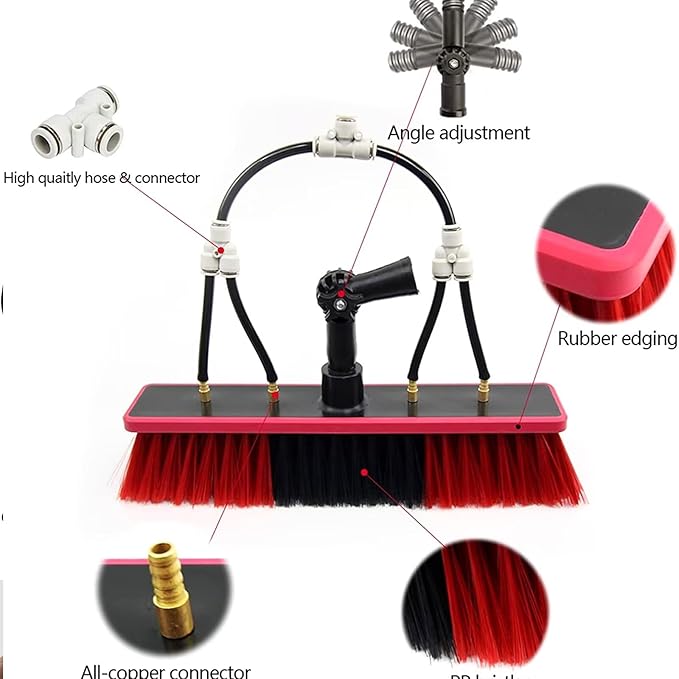 Solar Panel Cleaning Brush, Retractable Window Cleaning Kit, Water Spray Knife/Squeegee, for Garage and Height Cleaning 3.6Rod Length 30brush