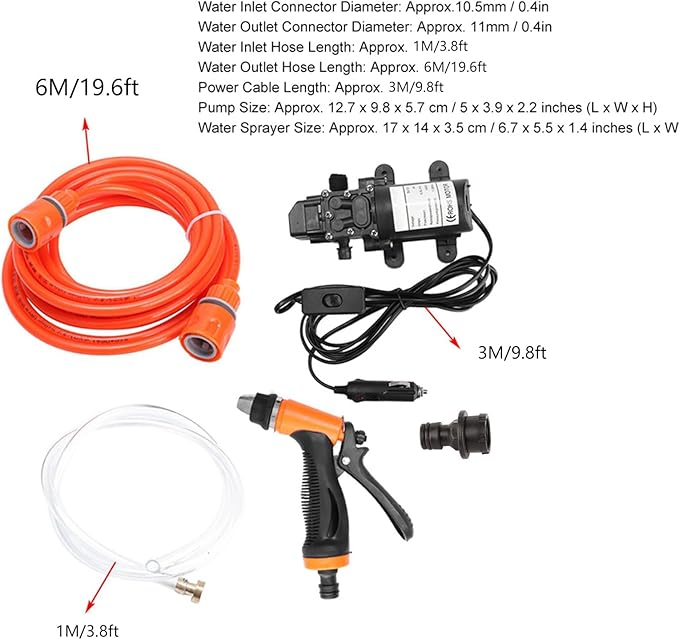 Portable 12V 80W 130PSI Electric Car Washer Sprayer, High Pressure for Vehicle Cleaning, Washing, and Outdoor Use Tool Kit