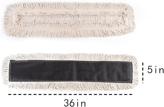 Matthew Cleaning 36'' High Strength Disposable Dust Mop Cotton Cut-end Yarn Mop Replacement Heads for Residential & Commercial Fit Standard Dust Mop Frames, Hardwood, Laminate, Concrete Floors 6Pack