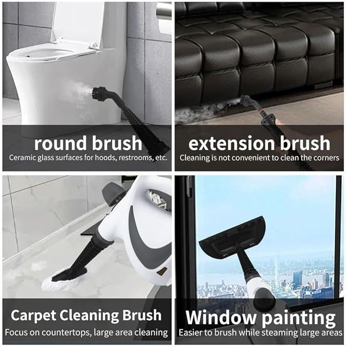 Steam Cleaner Pro Pressurized Handheld Multi-surface Steam Cleaner for Home Use with 12 PCS Accessories & Safety Lock Steamer for Cleaning Car Floor Upholstery Walls Grout and Tile