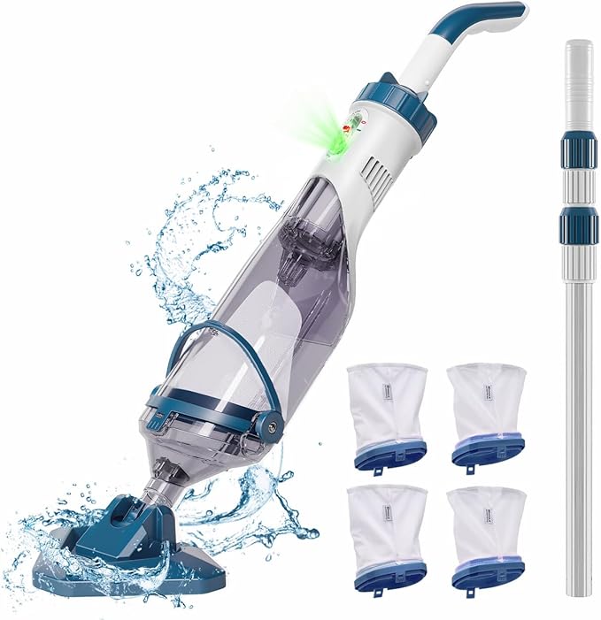 Enhulk Rechargeable Handheld Cordless Pool Vacuum for Above Ground Pool and Inground Pool(2025 Upgraded),60-Minute Runtime,Powerful Suction up to 18.5 gallons/min, Efficient Leaf and Debris Removal
