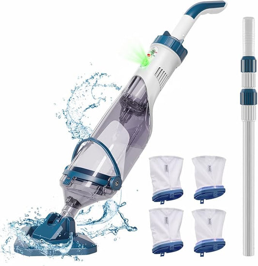 Enhulk Rechargeable Handheld Cordless Pool Vacuum for Above Ground Pool and Inground Pool(2025 Upgraded),60-Minute Runtime,Powerful Suction up to 18.5 gallons/min, Efficient Leaf and Debris Removal