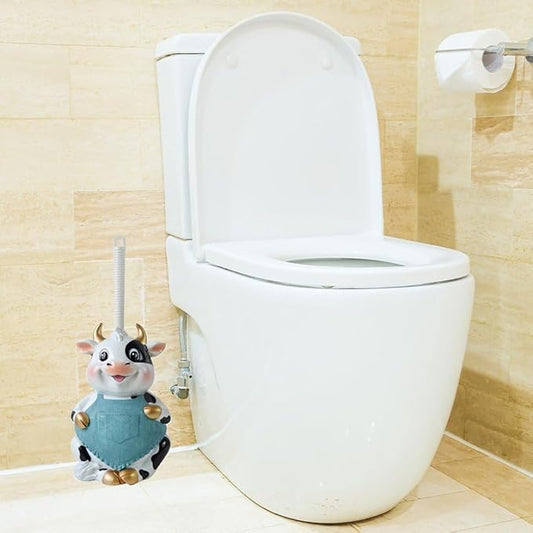 Toilet Brushes & Holders Novelty Toilet Brush Holder Cartoon Frog Cow Monkey Resin Toilet Scrubber Set Toilet Brush Cleaning Tool