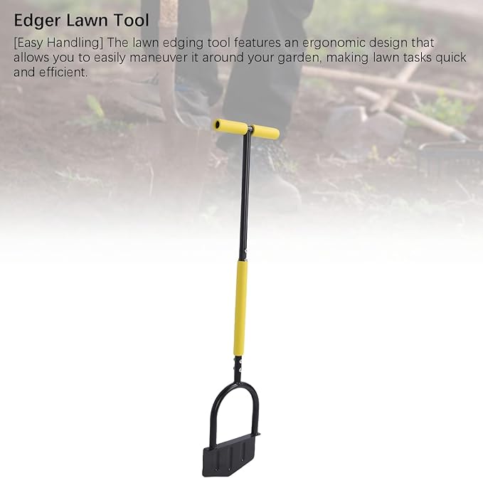 Edger Lawn Tool Stainless Steel Half Moon Edger with T Handle, Comfortable Grip – Rust - Durable Design, Ideal for Garden, Flower Bed, Sidewalk & Driveway Edging
