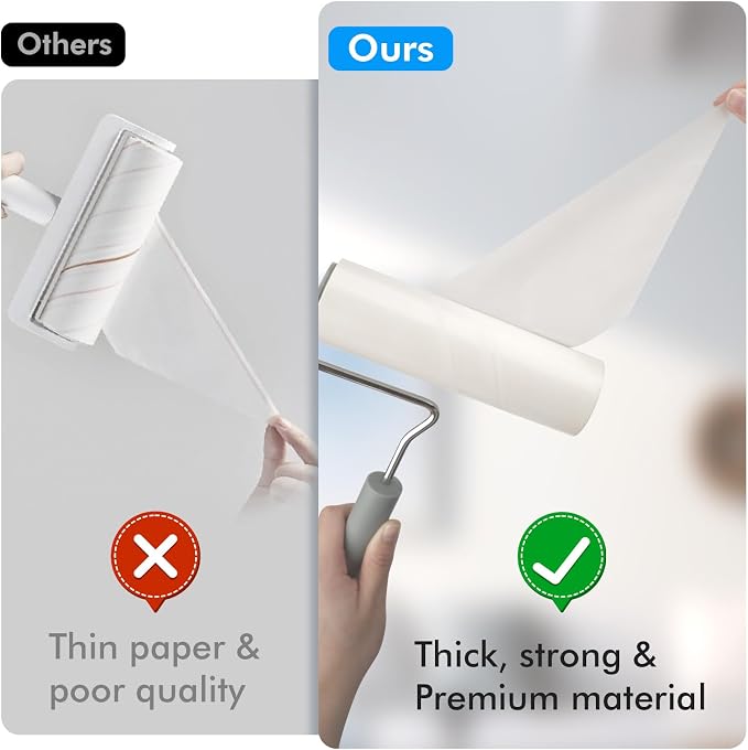 Extra Sticky Large Lint Roller Refills, 6.3'' Giant Lint Roller Refills for Pet Hair, Clothes&Furniture Cleaning, 540 Sheets in Total - Image 5