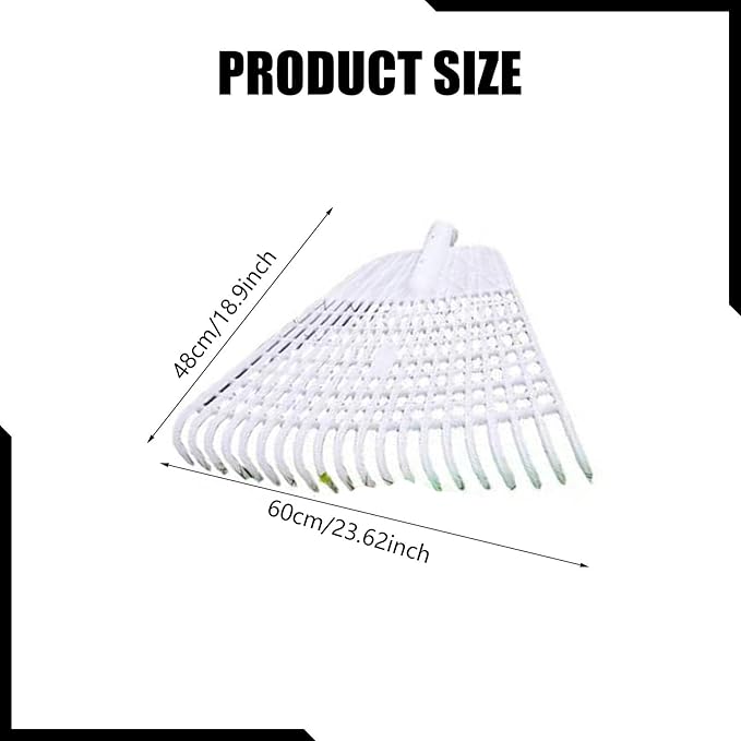 Lawn Rake Head Gardening Leaf Removal Tool Easily Install Heavy Duty with 20 for Patio Fallen Leaves Yard Flowers Beds , White