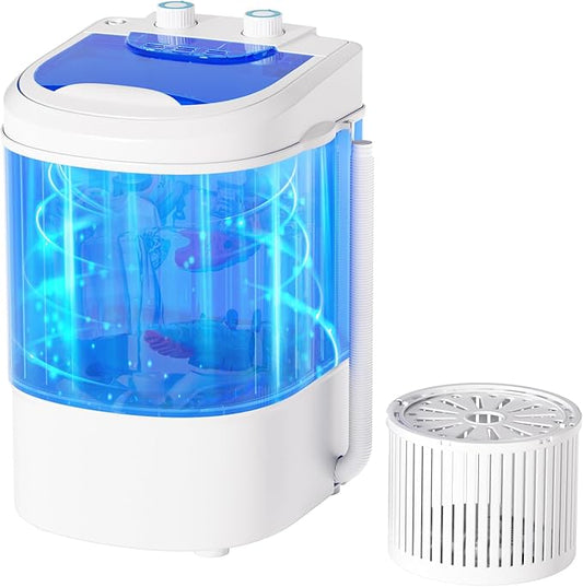 INTERGREAT Portable Washing Machine, 6.6 Lbs Compact Mini Portable Washer, Single Tub Semi-Automatic Laundry Washer Machine for Apartments, Dorms, RV, Traveling, Blue