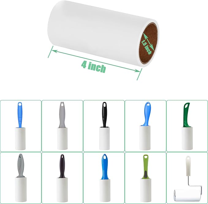 Lint Roller Refills 4 inch Bulk 10 Rolls Total 600 Sheets Extra Sticky Lint Remover Replacement Refills Compatible with Evercare PetLovers Muji IKEA and Others (Inside Dia. 1-1/2 inch) - Image 2
