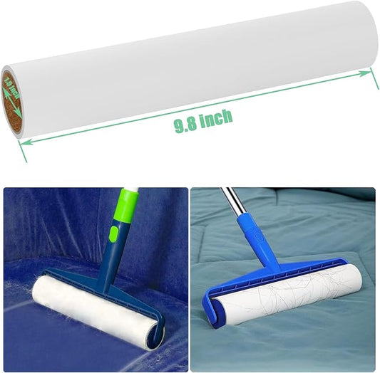9.8 inch Large Lint Roller Refills Only, 9.8'' Extra-Wide Lint Roller Refill Pack of 5 Rolls Total 300 Sheets for Pet Hair Remover Home Floor Carpet Clothing Sofa Cleaning (9.8'' Wide) - Image 2