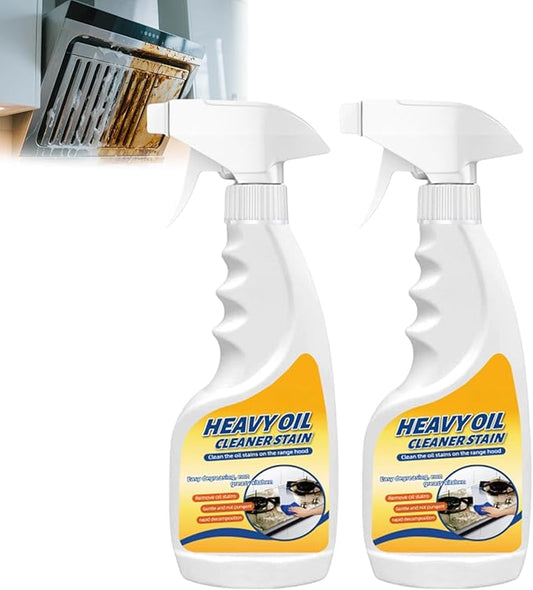 500ML Heavy Oil Cleaner Stain, Effective Multi-Purpose Cleaner with Spray,Clean Kitchen Up Oil Stains,All Purpose Grease Cleaning Heavy Duty,Grease Remover Kitchen for Multi-Surface Cookware (2PCS)