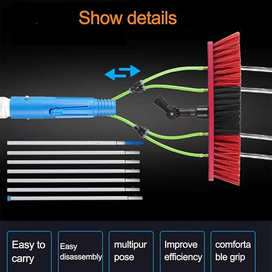 8m/26.5ft Telescopic Water Fed Window Cleaning Pole, Solar Panel Conservatory Roof Cleaner, Extendable Extended Extension Brush Kit(50cm Brush 8m Pole)