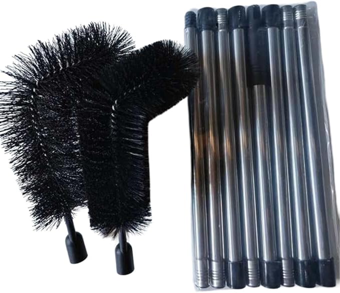 Adjustable Gutter Cleaning Brush 10. ft Extendable Roof Cleaning Tool with Flexible Angle Head and Hard Nylon Bristles for Gutter Debris Remover, Ladder- Cleaning, 2 Pack（A）