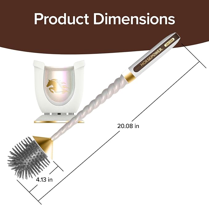 Horsepower Unicorn Gold Edition Electric Toilet Brush ?€? Extra-Long Run Time Motorized Power, 360?? Flexible Silicone Bristles, Rechargeable for Effortless Deep Cleaning