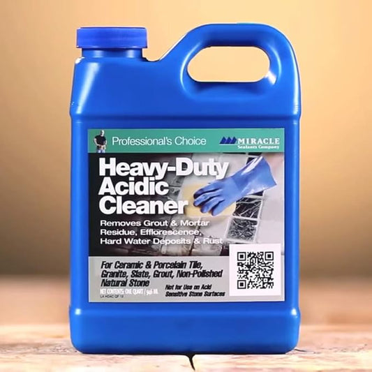 Miracle Sealants Heavy-Duty Acidic Cleaner for Tile & Stone, Grout Haze, Rust Stain & Efflorescence Remover, Quart