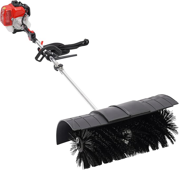 52cc 2 Stroke Gas Handheld Sweeper, 2.3HP Engine Power Snow Sweeping Broom Driveway Turf Lawns Artificial Grass Power Brush, Lawn Sweeper Cleaner Tools