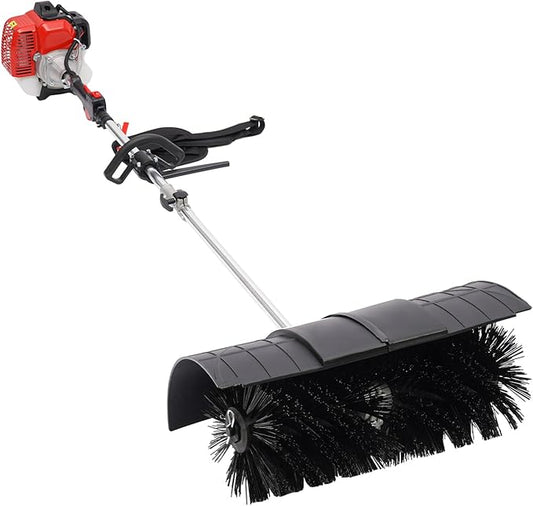 52cc 2 Stroke Gas Handheld Sweeper, 2.3HP Engine Power Snow Sweeping Broom Driveway Turf Lawns Artificial Grass Power Brush, Lawn Sweeper Cleaner Tools